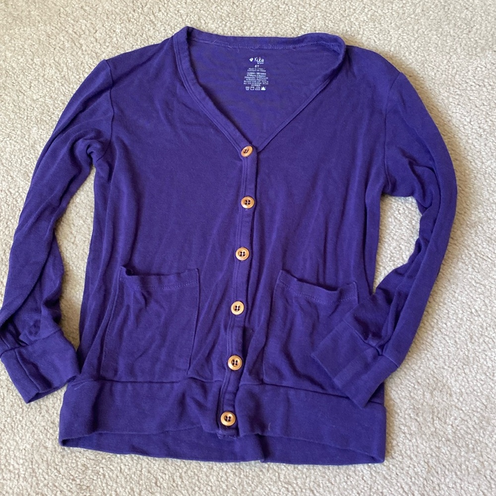 Kyte baby purple cardigan kids 6T, good used condition